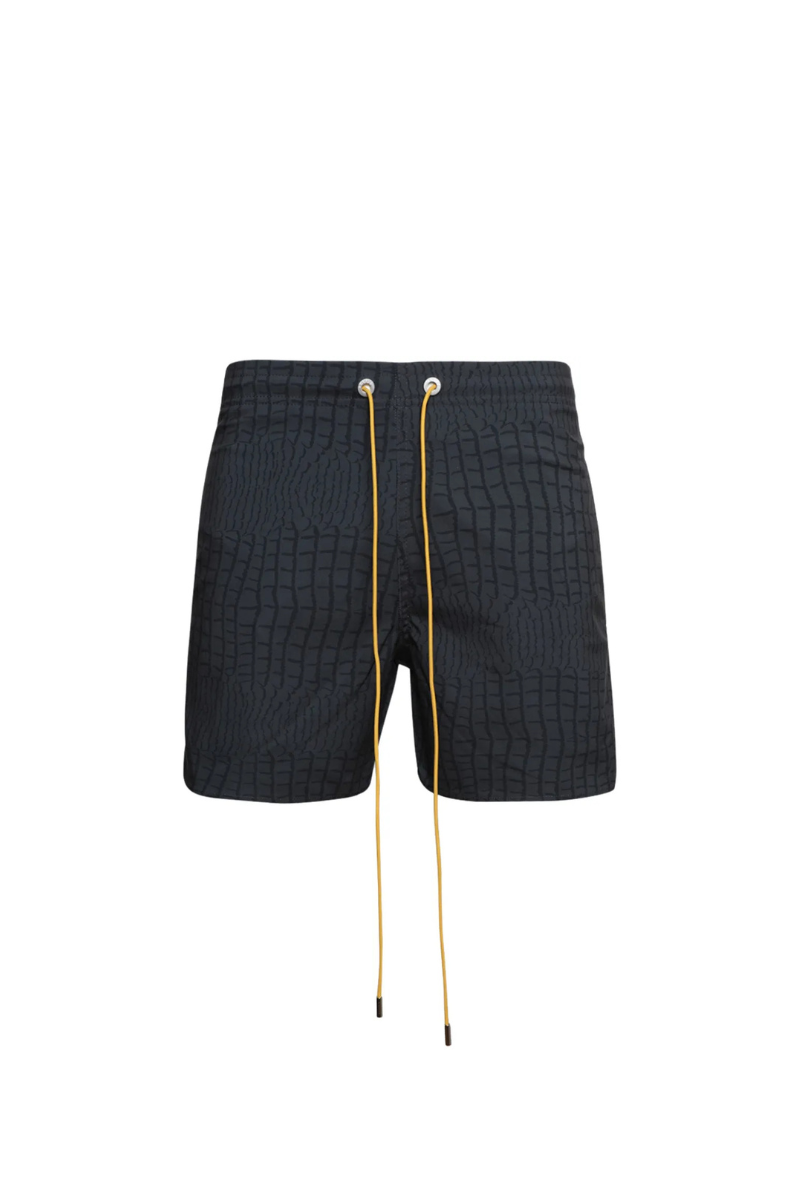 Rhude Crocodile Swim Trunks Black