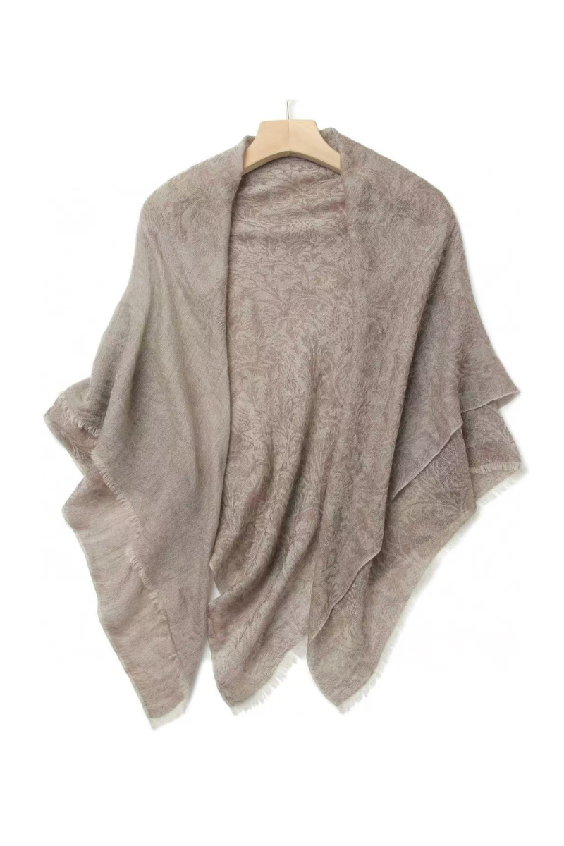 Max Simple Thistle Jacquard Cashmere Scarf Natural Purple