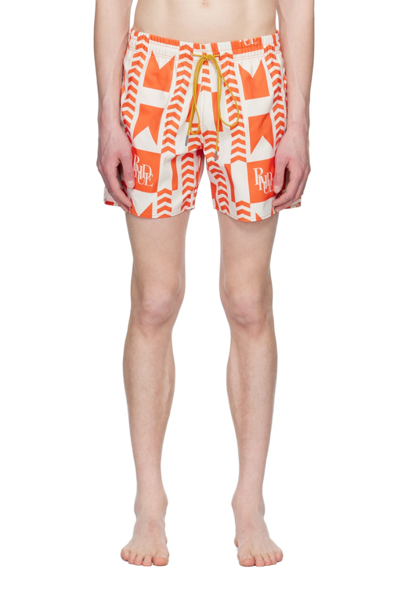 Rhude Orange &Off-White Grasse Swim Shorts
