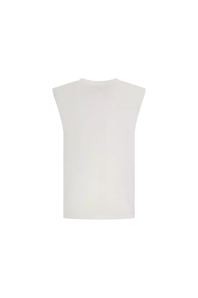 Valentino Garavani Padded-Shoulder Cotton Top Bianco 4B3MG22M8GG_0BO
