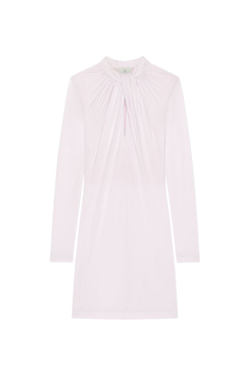 Givenchy Neck Tie Long Sleeve Dress-Baby Pink