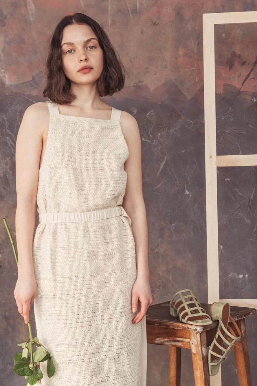 Grid Green Suede Sandals