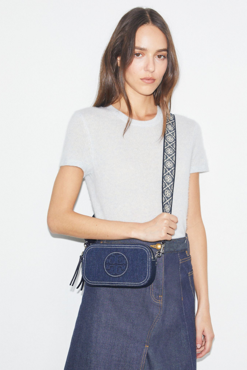 Tory Burch Miller Denim Mini Crossbody Bag Royal Navy 169246-403