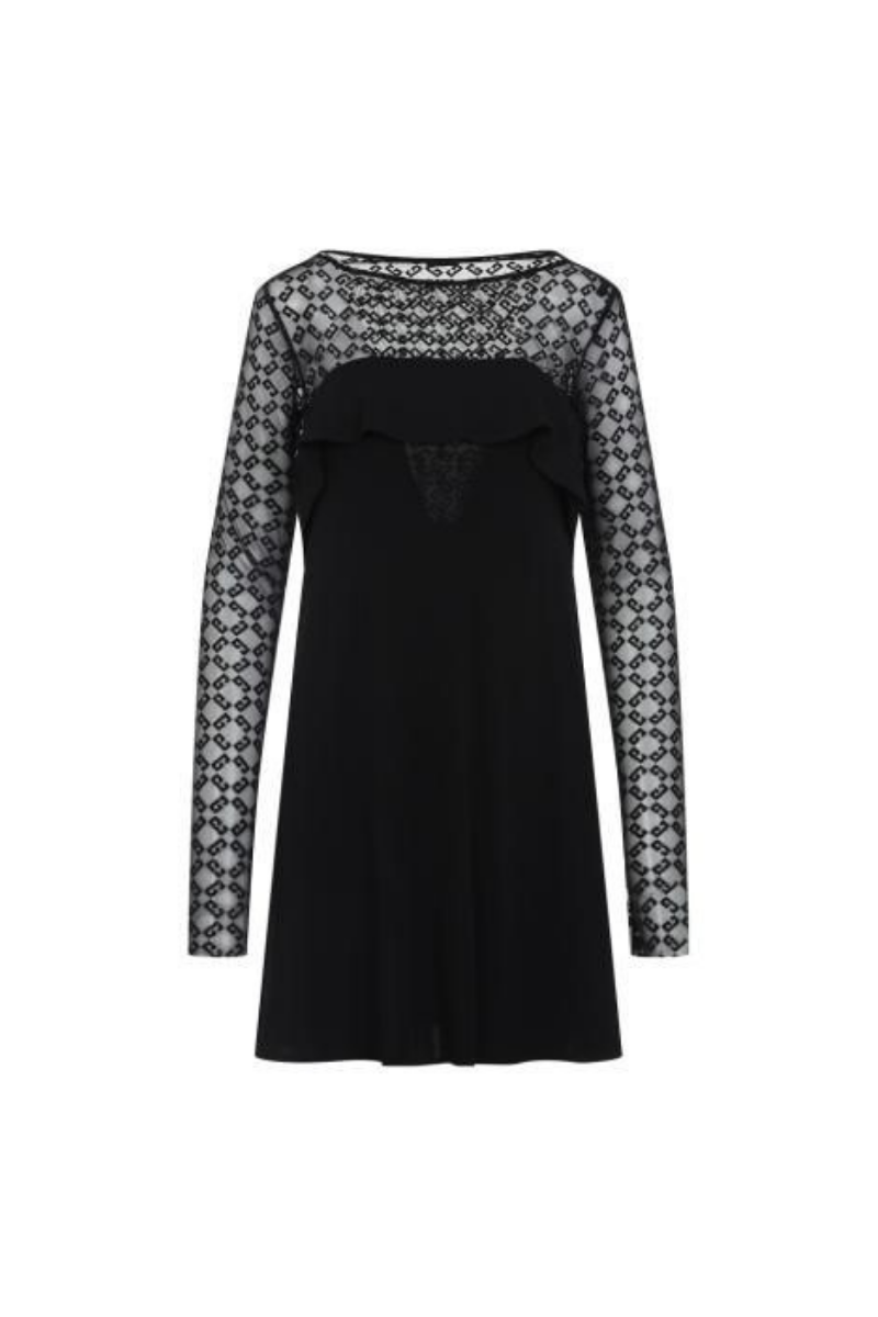 Givenchy Mix Material Dress-Black/Silvery