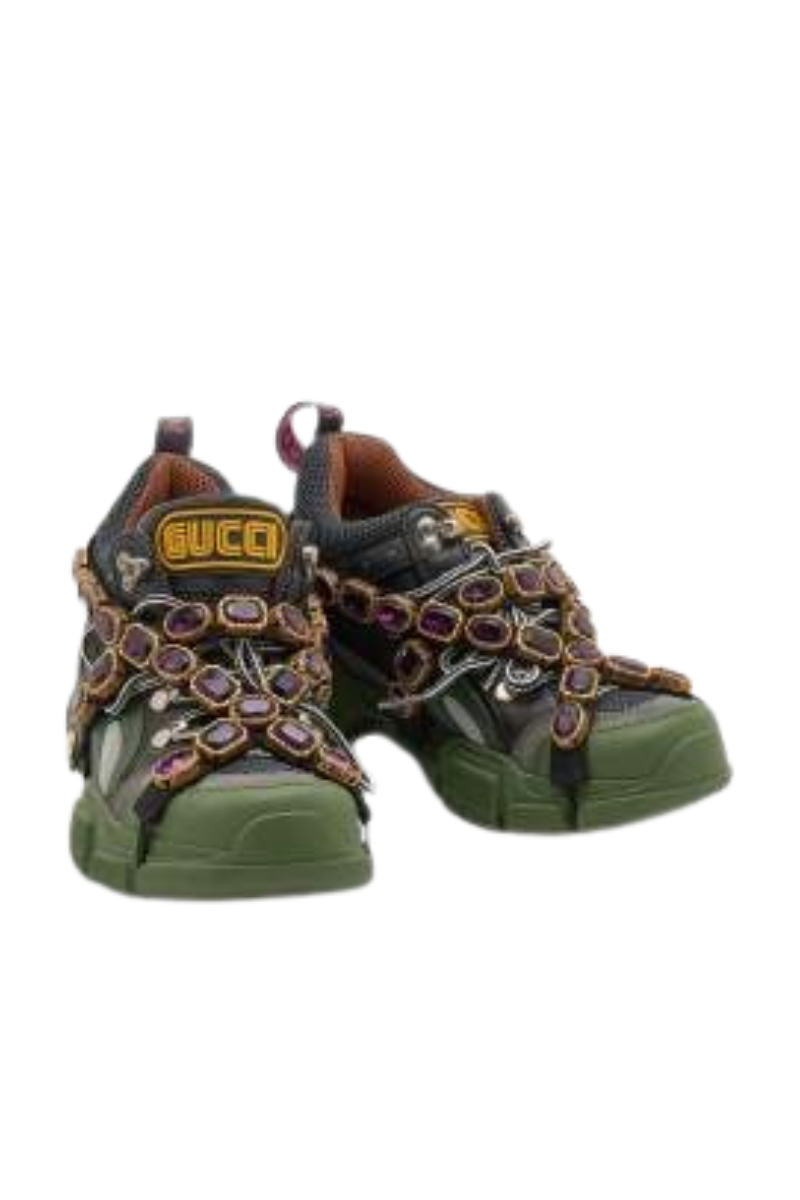 Gucci Women's Flashtrek Chunky Sneakers - Multicolor Mesh and Leather