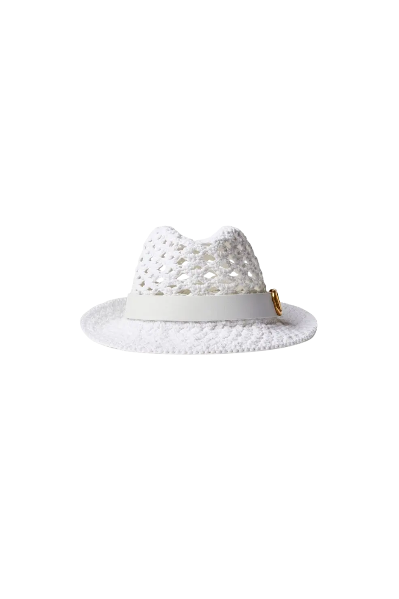 Valentino Garavani Vlogo Signature Woven Hat In Bianco