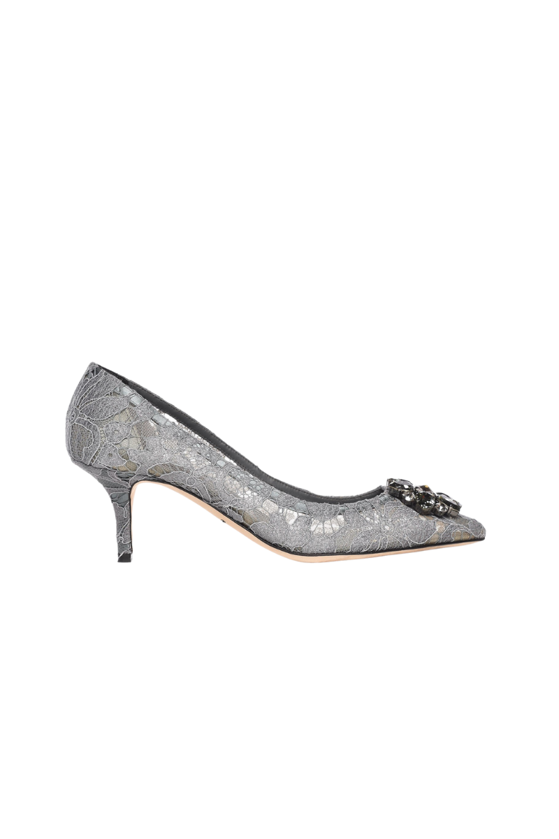 Dolce & Gabbana Pump in Taormina Lace with Crystals Grey