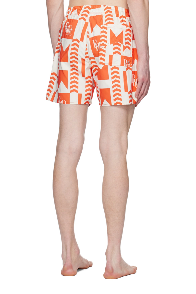 Rhude Orange &Off-White Grasse Swim Shorts
