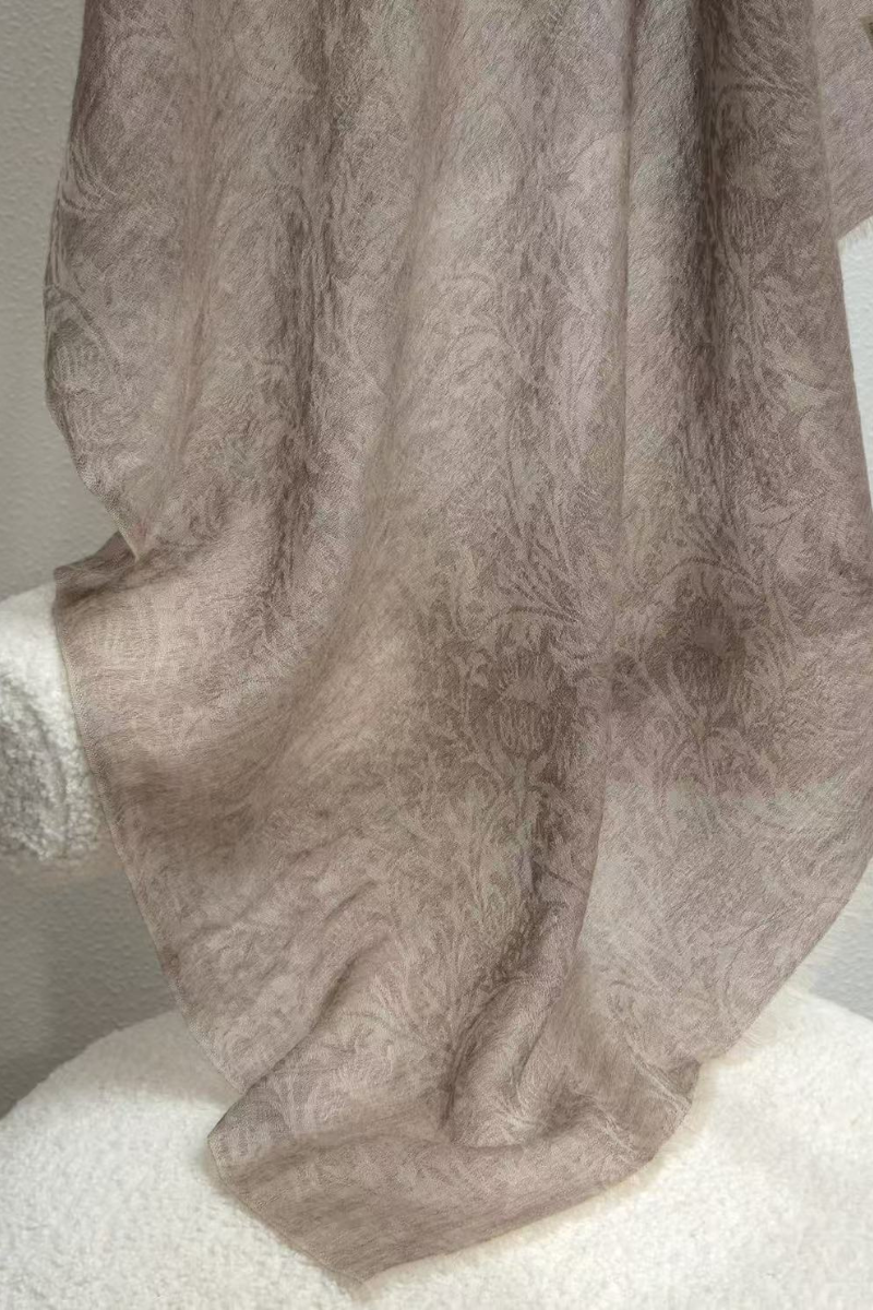 Max Simple Thistle Jacquard Cashmere Scarf Natural Purple