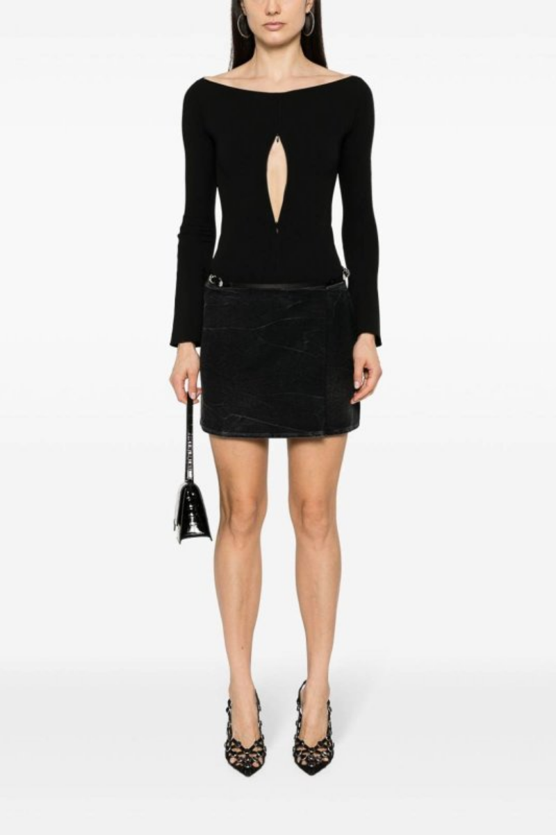 Givenchy Voyou Denim Mini Skirt_Black