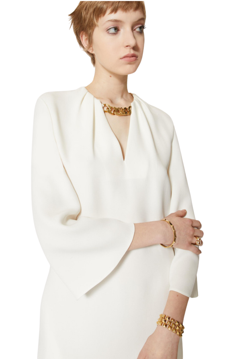 Valentino Vlogo Chain Cady Couture Kaftan Dress Avorio