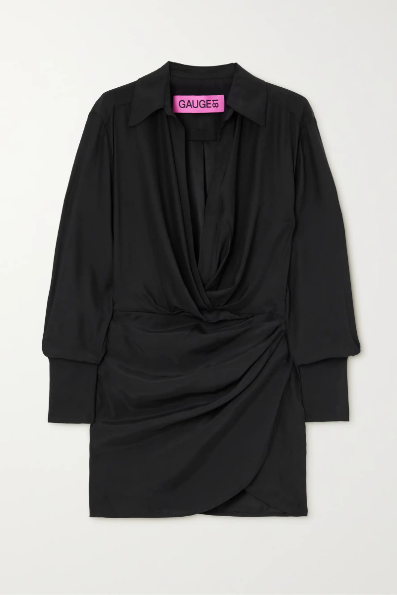 Gauge 81 Women's Silk Dress with Swarovski Crystal Cuff Details M