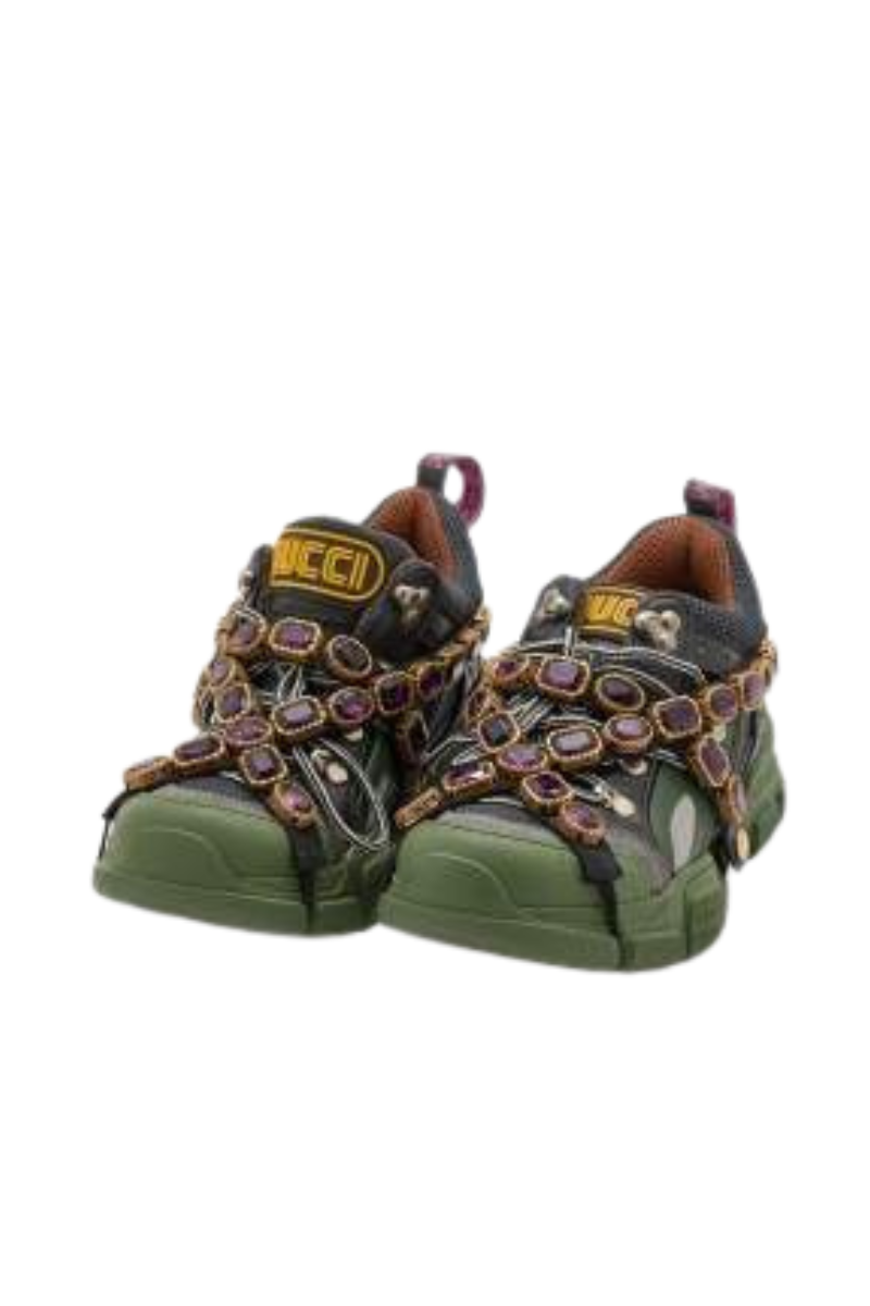 Gucci Women's Flashtrek Chunky Sneakers - Multicolor Mesh and Leather