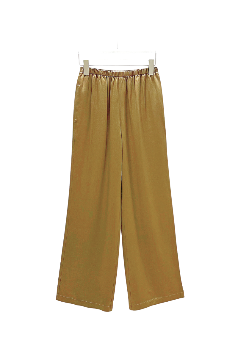 Max Simple Silk Drawstring Pants Rose Gold Brown