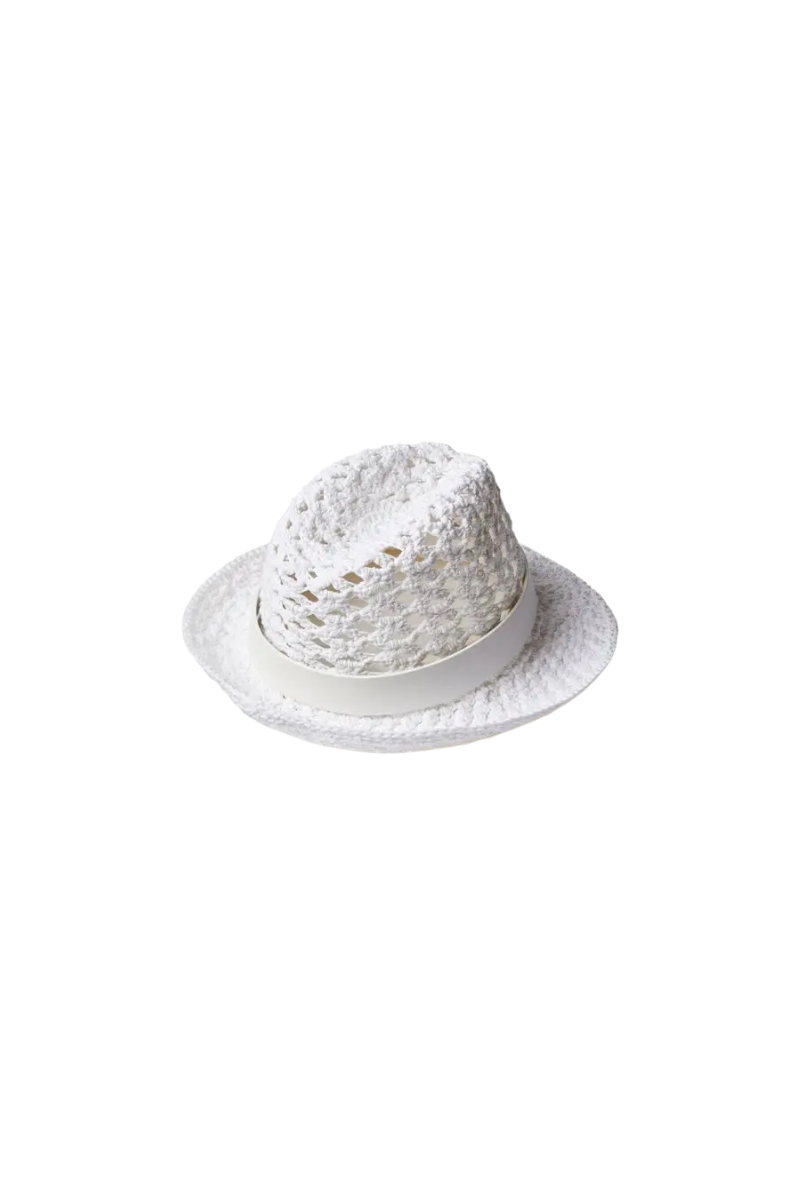 Valentino Garavani Vlogo Signature Woven Hat In Bianco