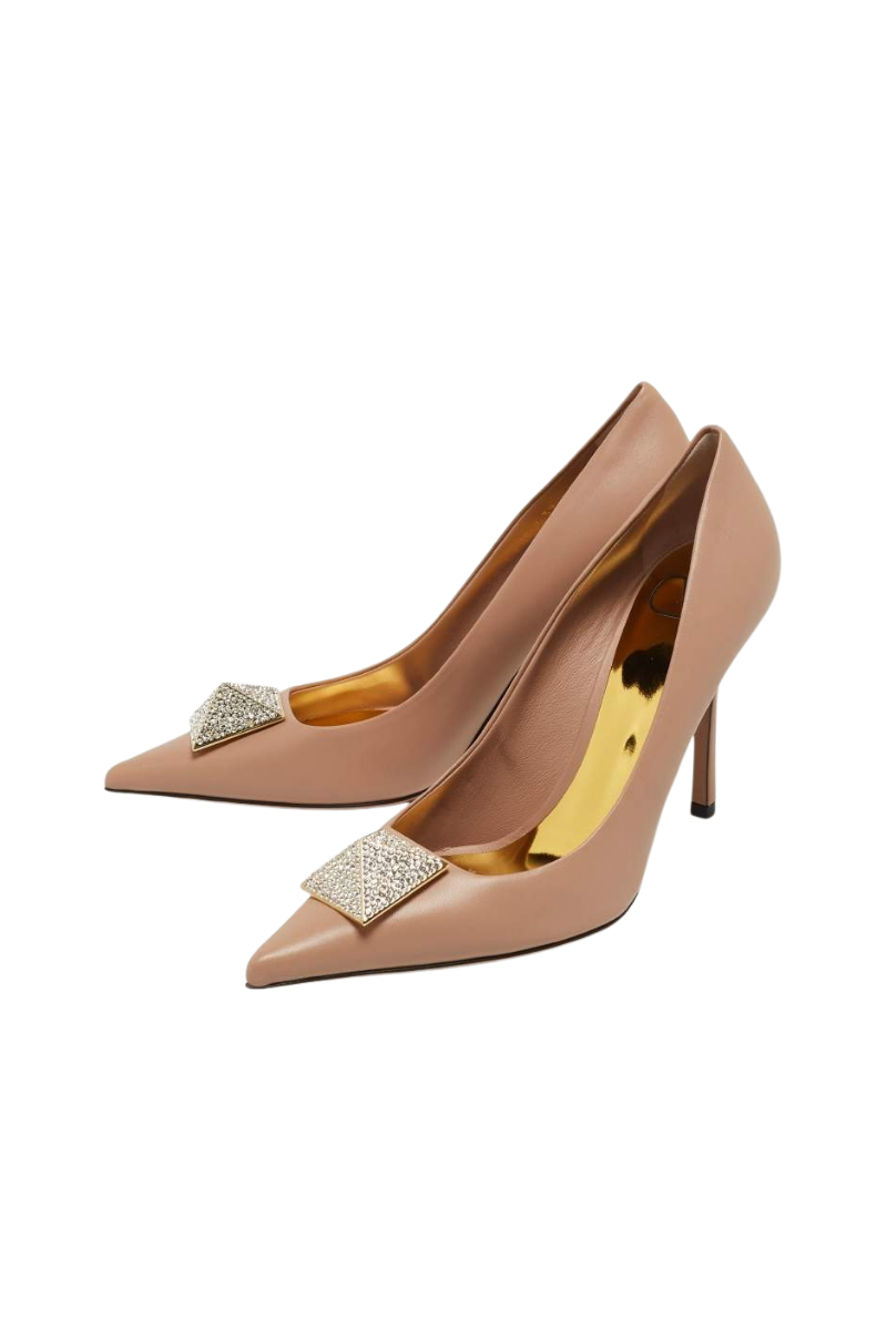 Valentino Garavani 100mm One Stud Embellished Pumps In Rose