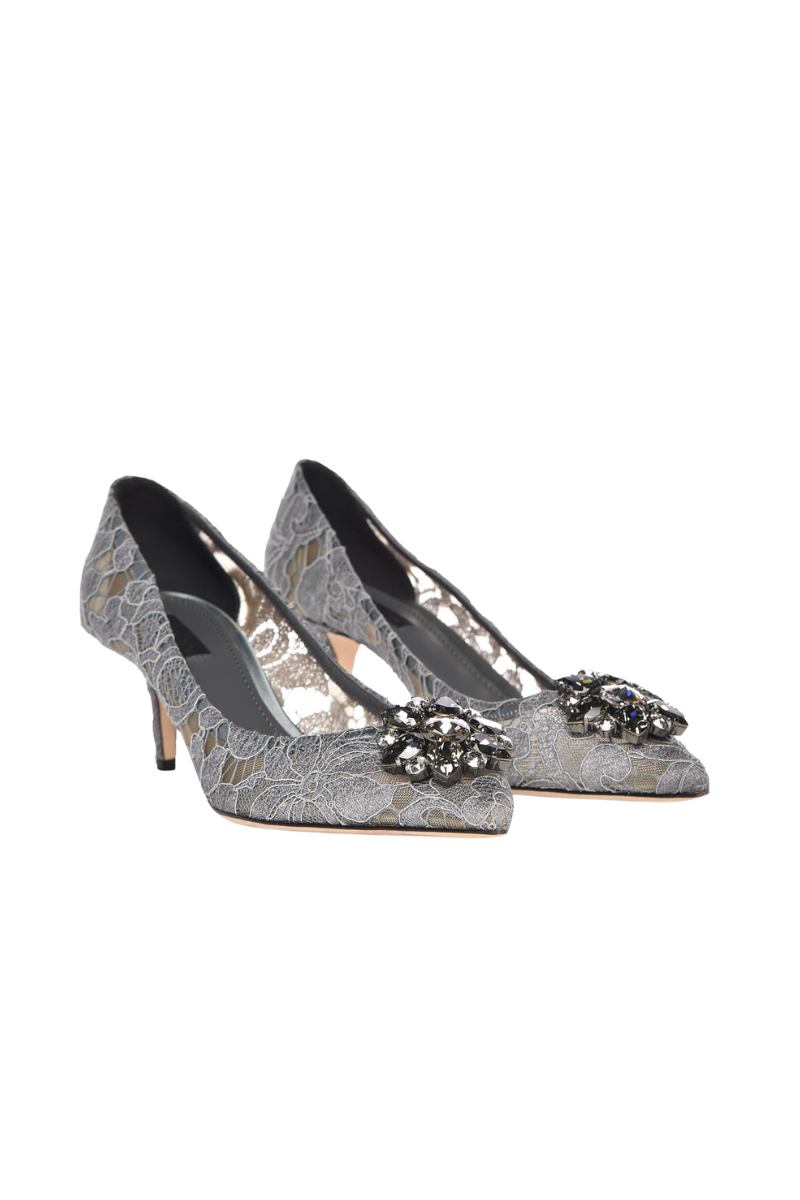 Dolce & Gabbana Pump in Taormina Lace with Crystals Grey