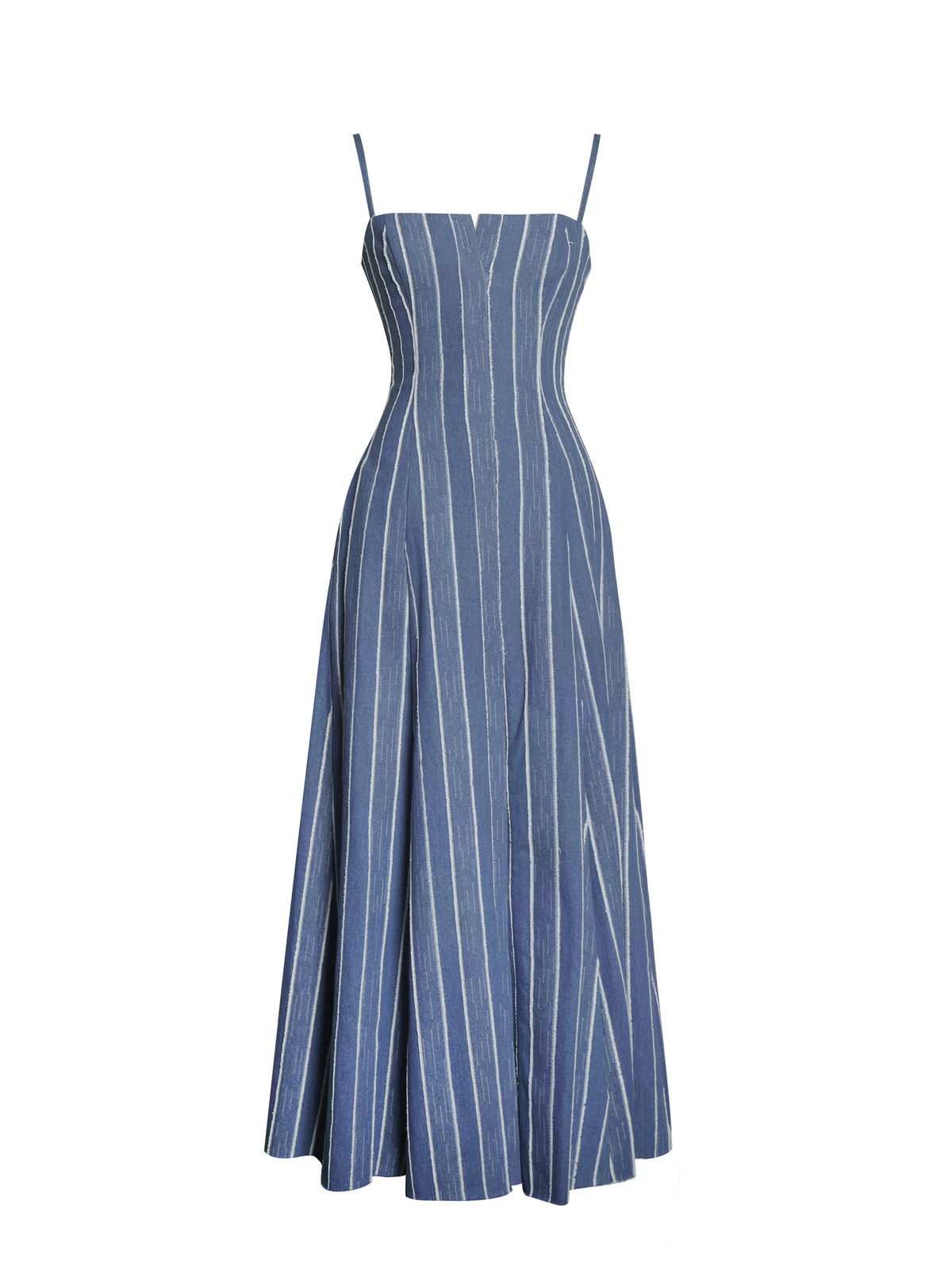 Abygail Stripe Cotton Denim Maxi Dress (Archive Sale)
