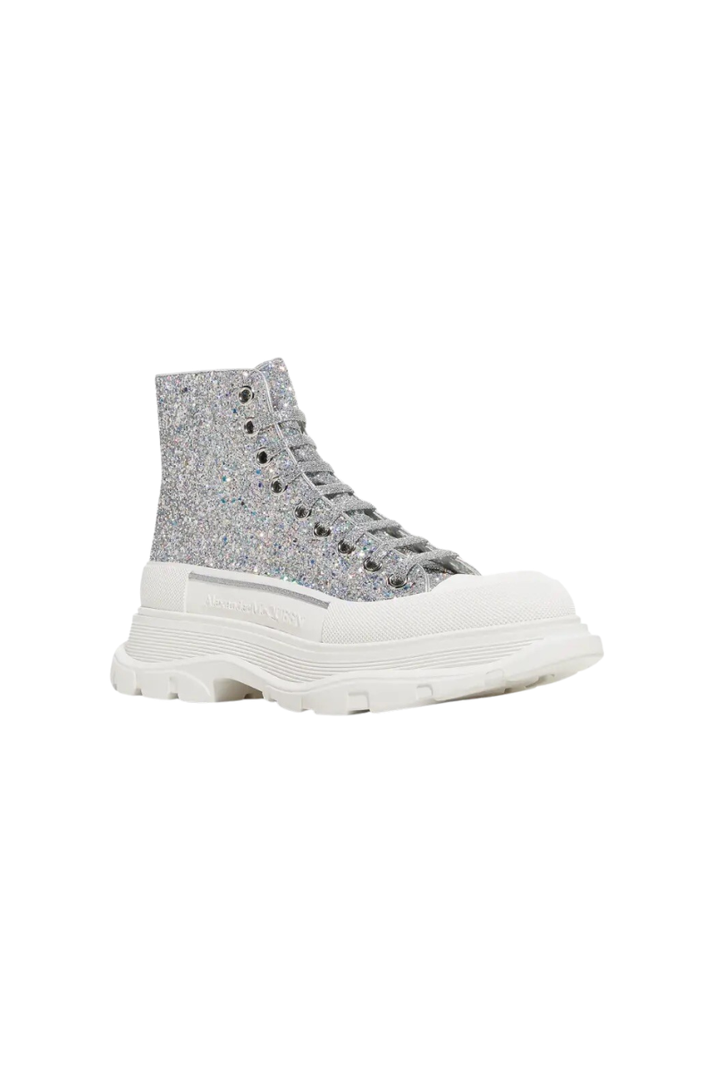 Alexander McQueen Tread Slick Glitter High-Top Silver