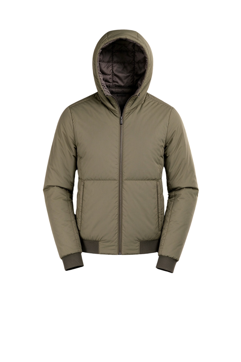 MooRER DENNYS-STP Hooded Zip-Up Bomber Jacket Pistacchio