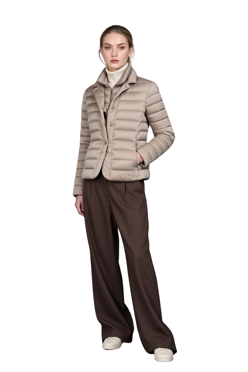 MooRER ELLI-THC Stand Collar Short Down Jacket Tortora