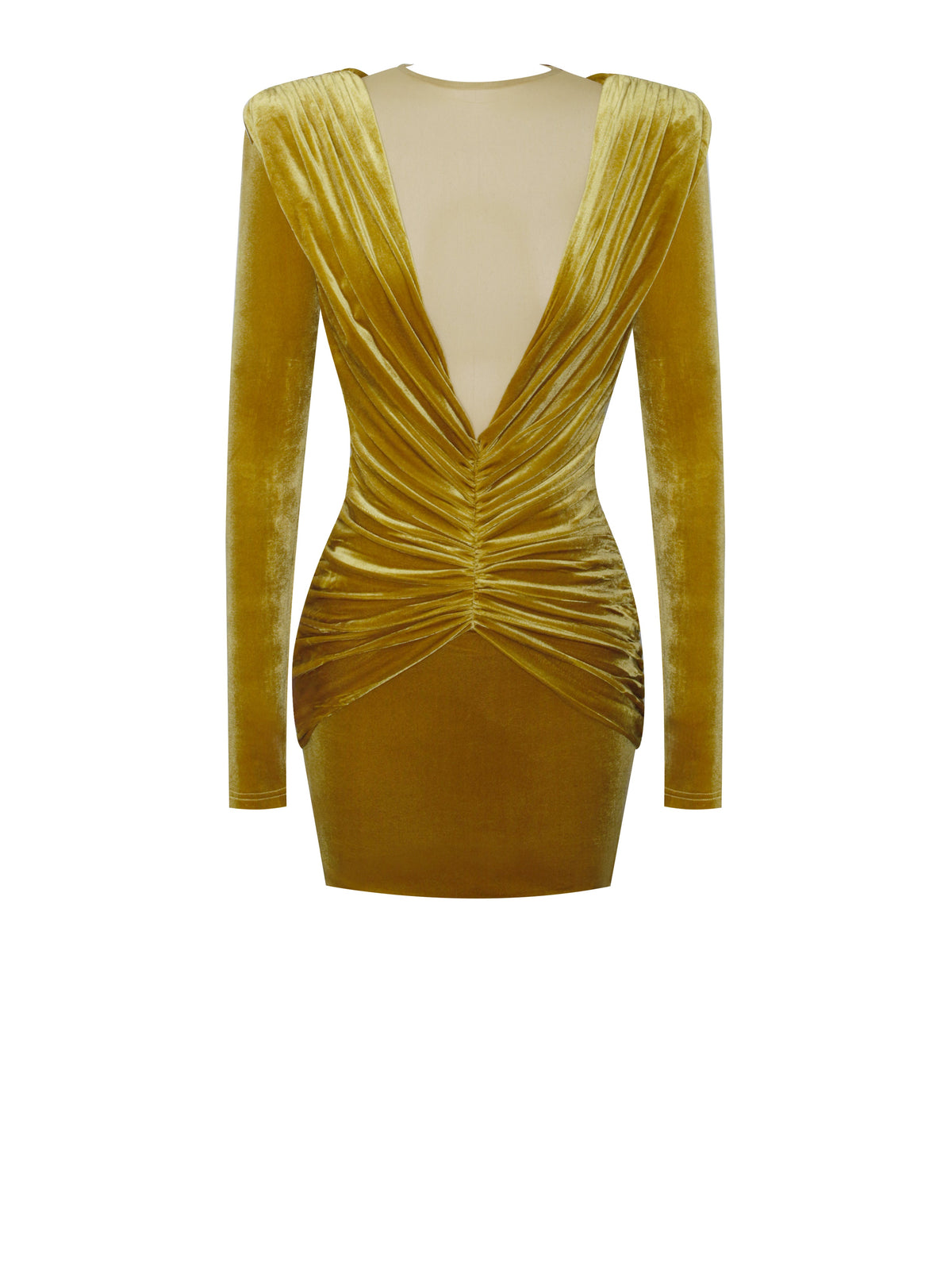 Carey Gold Velvet Long Sleeve Mini Dress (Archive Sale)