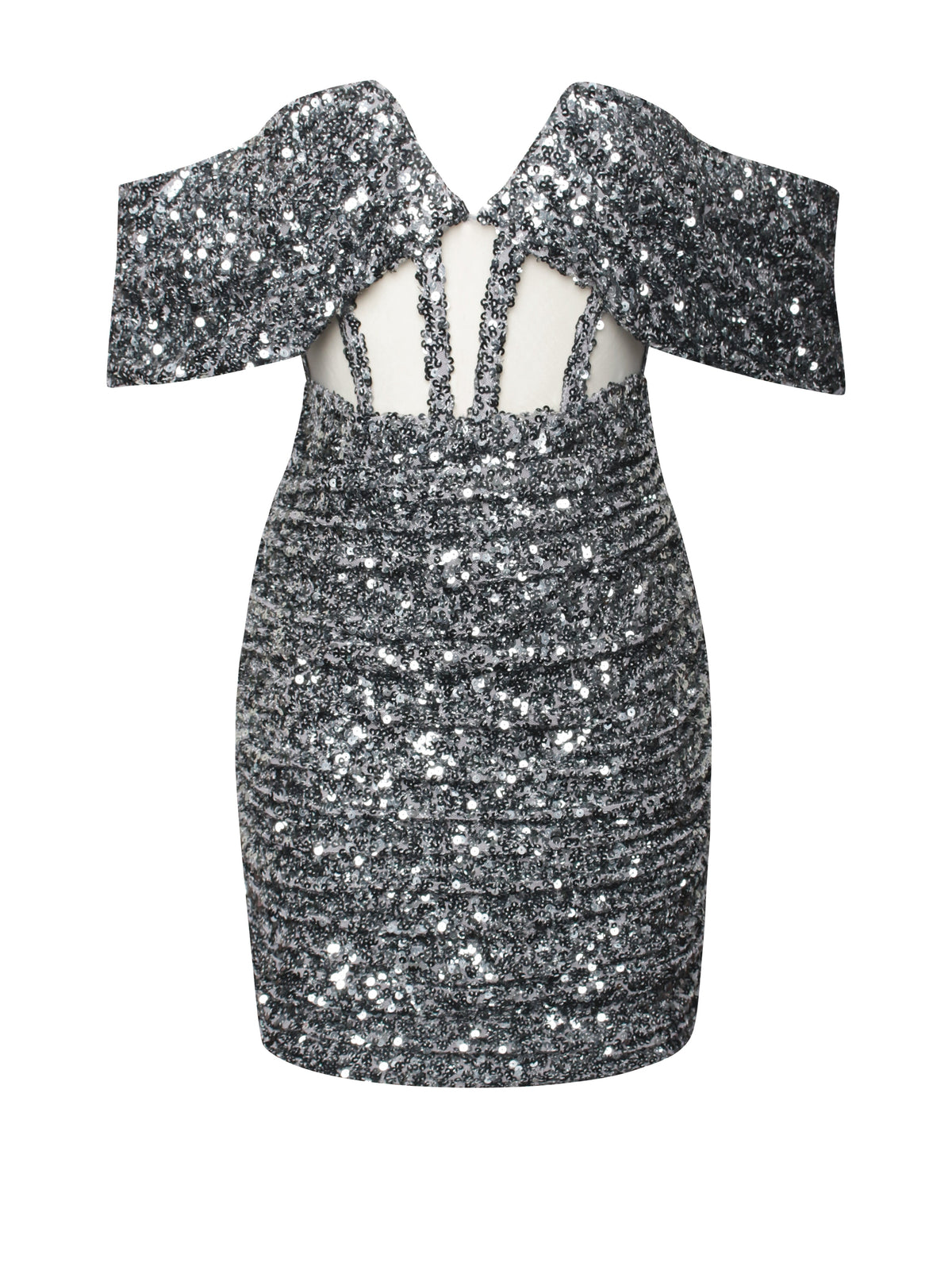 Weston Silver Sequin Off Shoulder Corset Dress (Archive Sale)