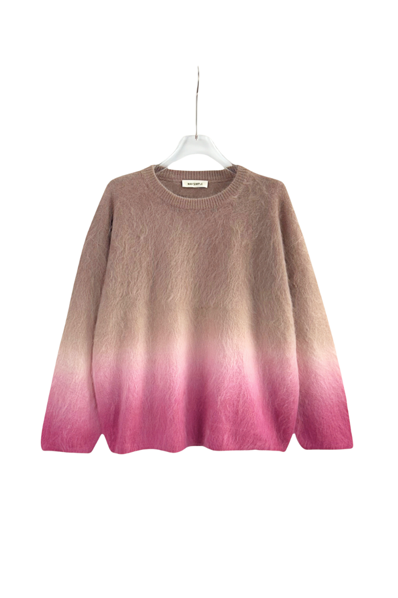 Max Simple Washed Wool Gradient Sweater Pink