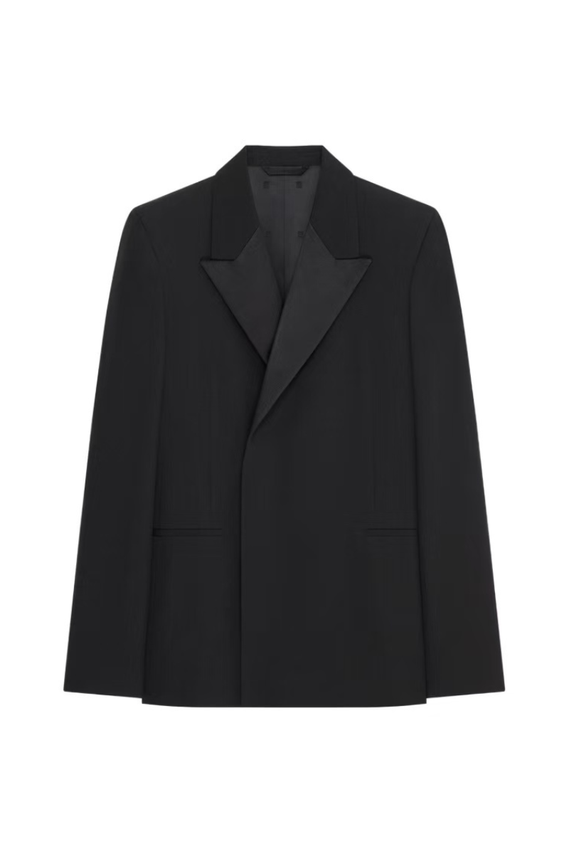 Givenchy Extra Fitted Jacket Satin Peak Lapel Black BM30G014DL