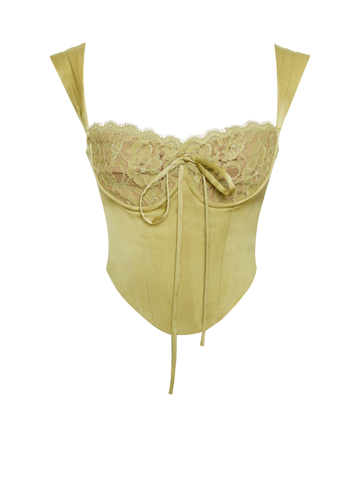 Everly Olive Lace Satin Corset Top (Archive Sale)
