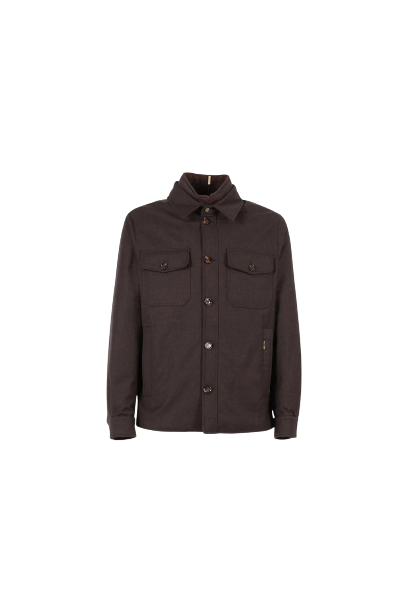 MooRER DUINO-LL Layered Shirt Jacket Brown