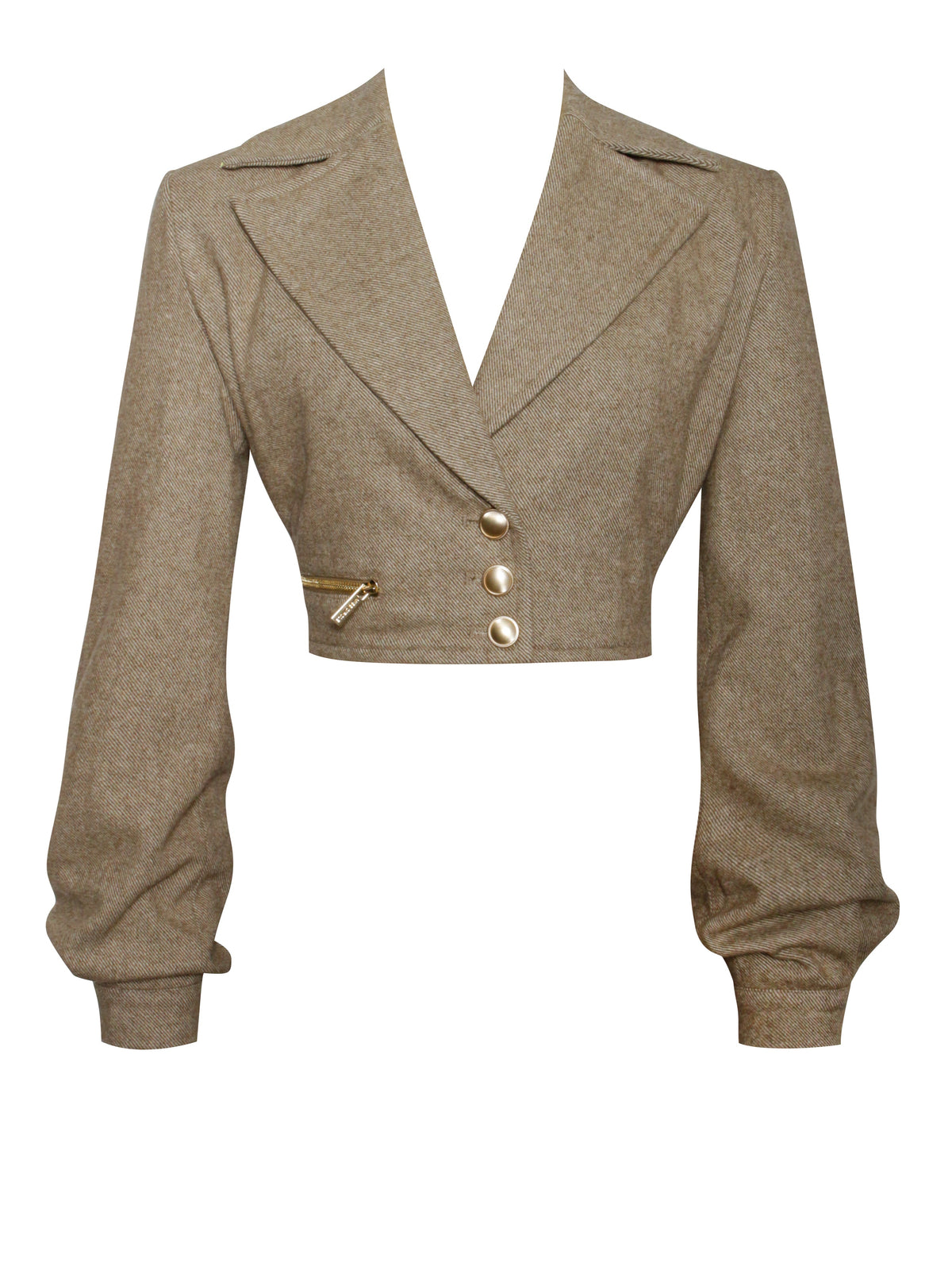 Bailee Vintage Cropped Twill Wool Blend Blazer Jacket (Archive Sale)