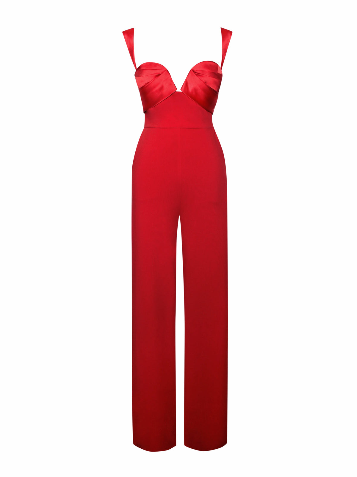 Onika Red Satin and Crepe Jumpsuit (Archive Sale)