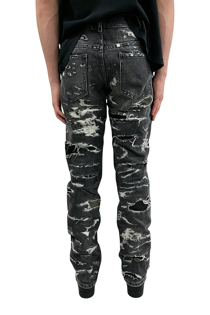 Givenchy Jeans In Destroyed Denim And Moleskin Black BM50VH5Y5Z