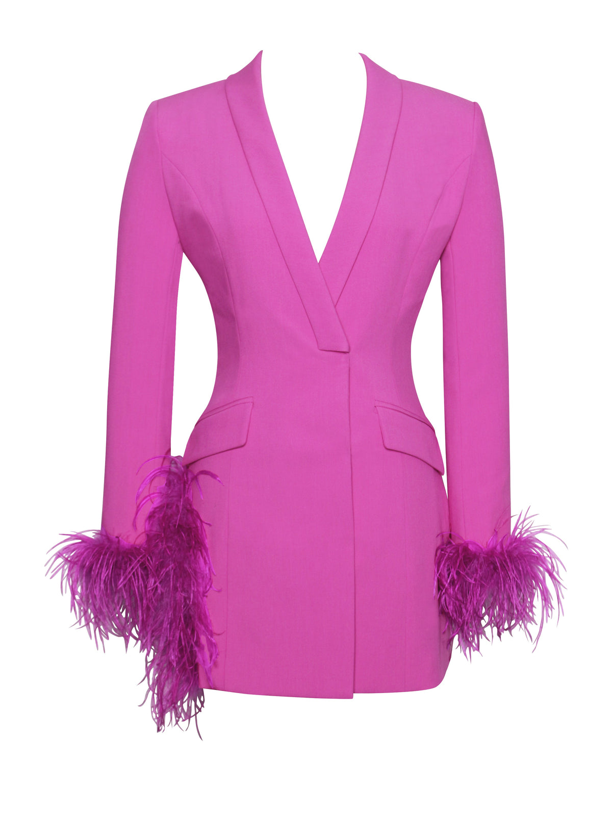 Madeline Fuchsia Feather Trim Blazer Dress (Archive Sale)