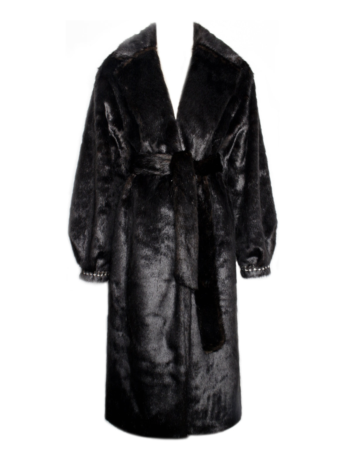 Yahia Black Vegan Long Faux Mink Coat (Archive Sale)