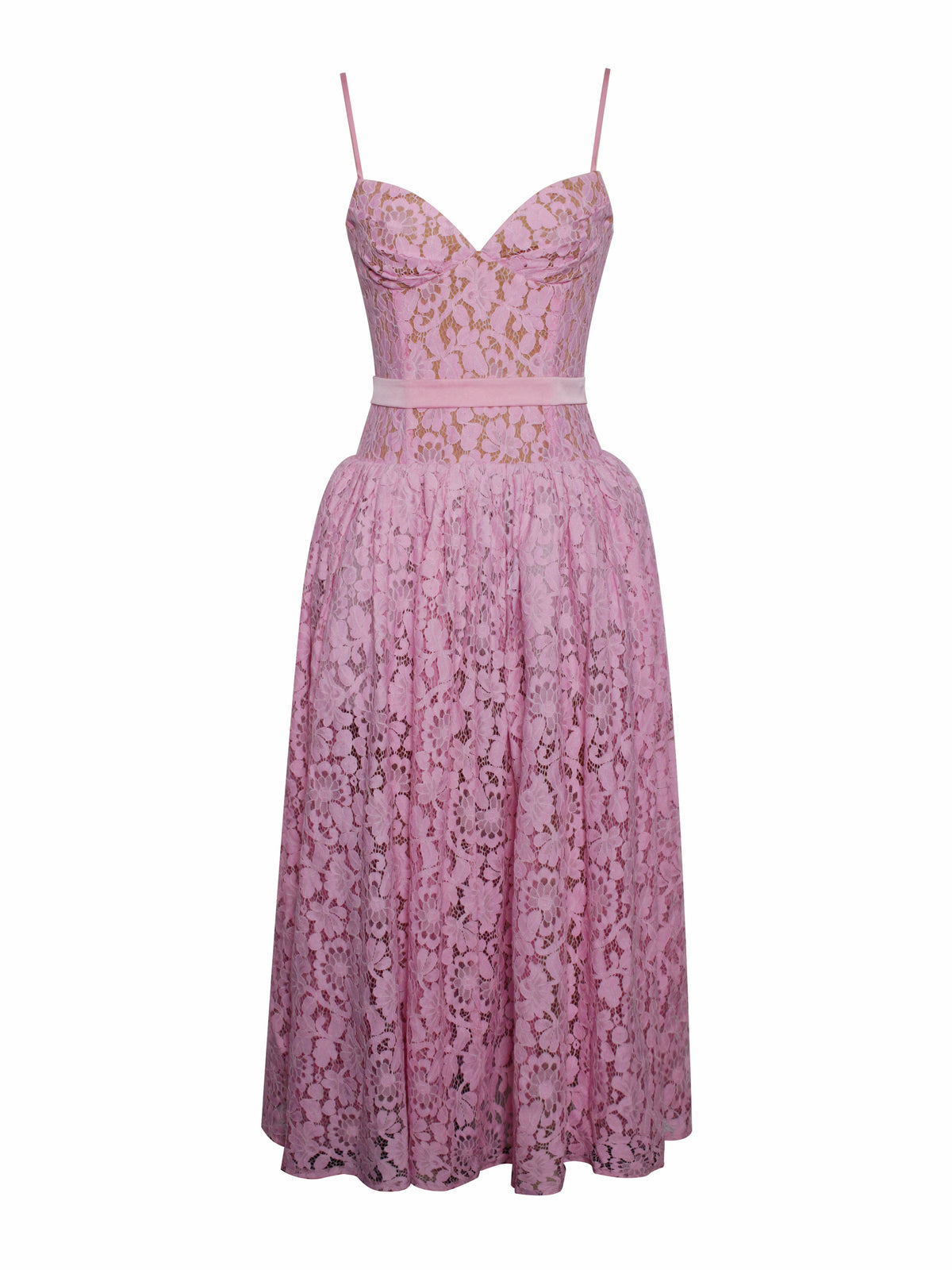 Lorena Pink Lace Drop Waist Midi Sundress (Archive Sale)