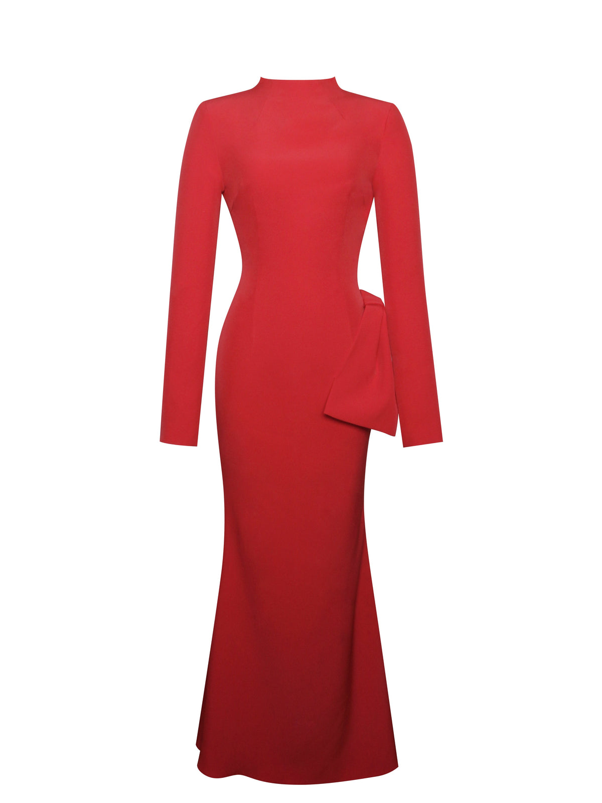 Radha Red Backless Longsleeve Maxi Dress with Bow (Archive Sale)