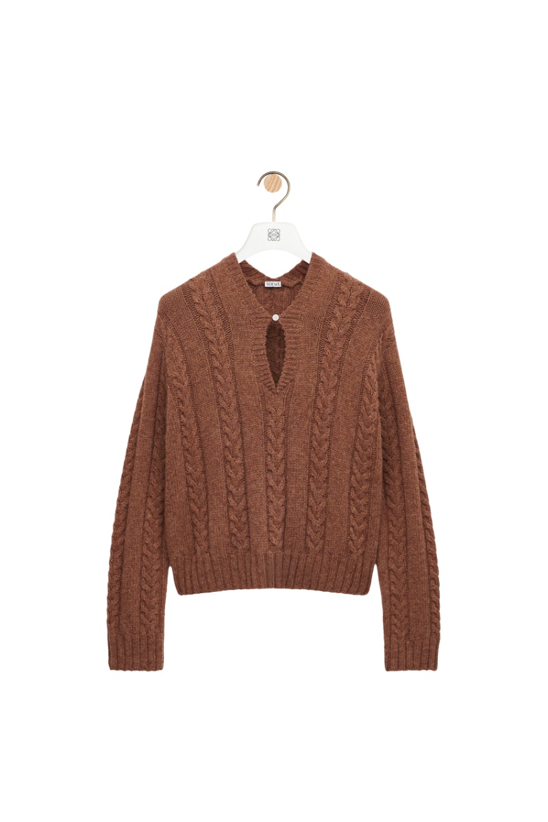Loewe Brown Cable-knit Sweater