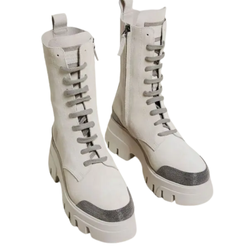 Brunello Cucinelli Leather Lace-Detail Boots