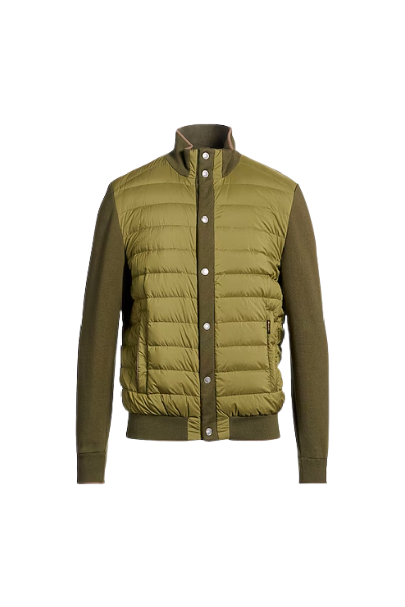 MooRER EFISIO-S3L Mixed Fabric Bomber Jacket Pistacchio
