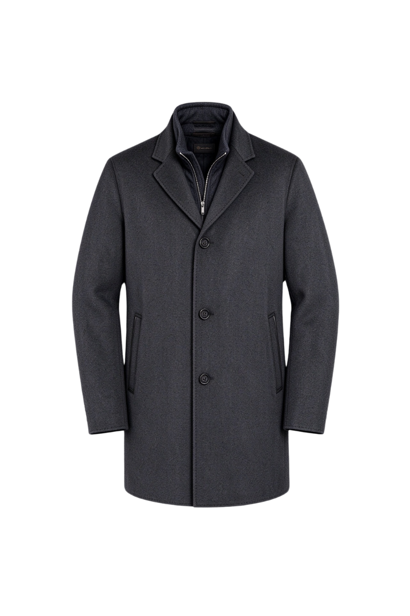 MooRER DOMIZIO-CW Layered Mid-Length Wool Coat Dark Grey