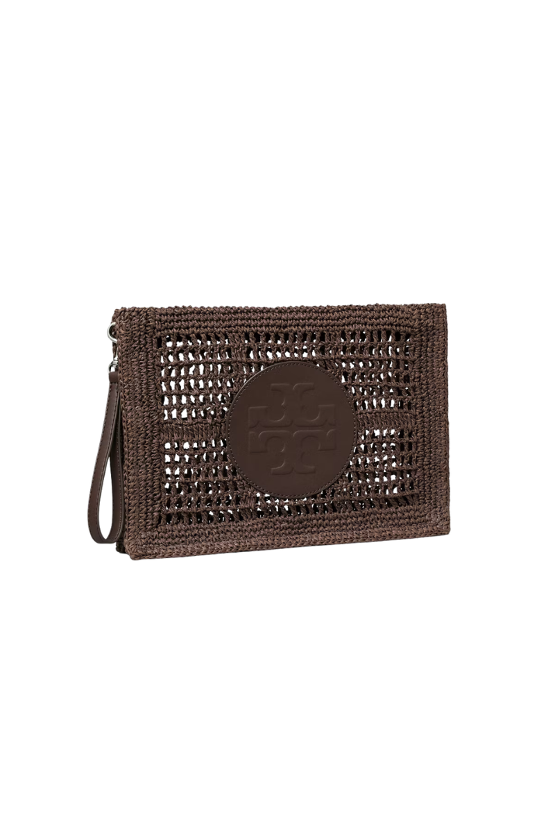 Tory Burch Ella Hand-Crocheted Pouch Dark Cocoa 183254-200