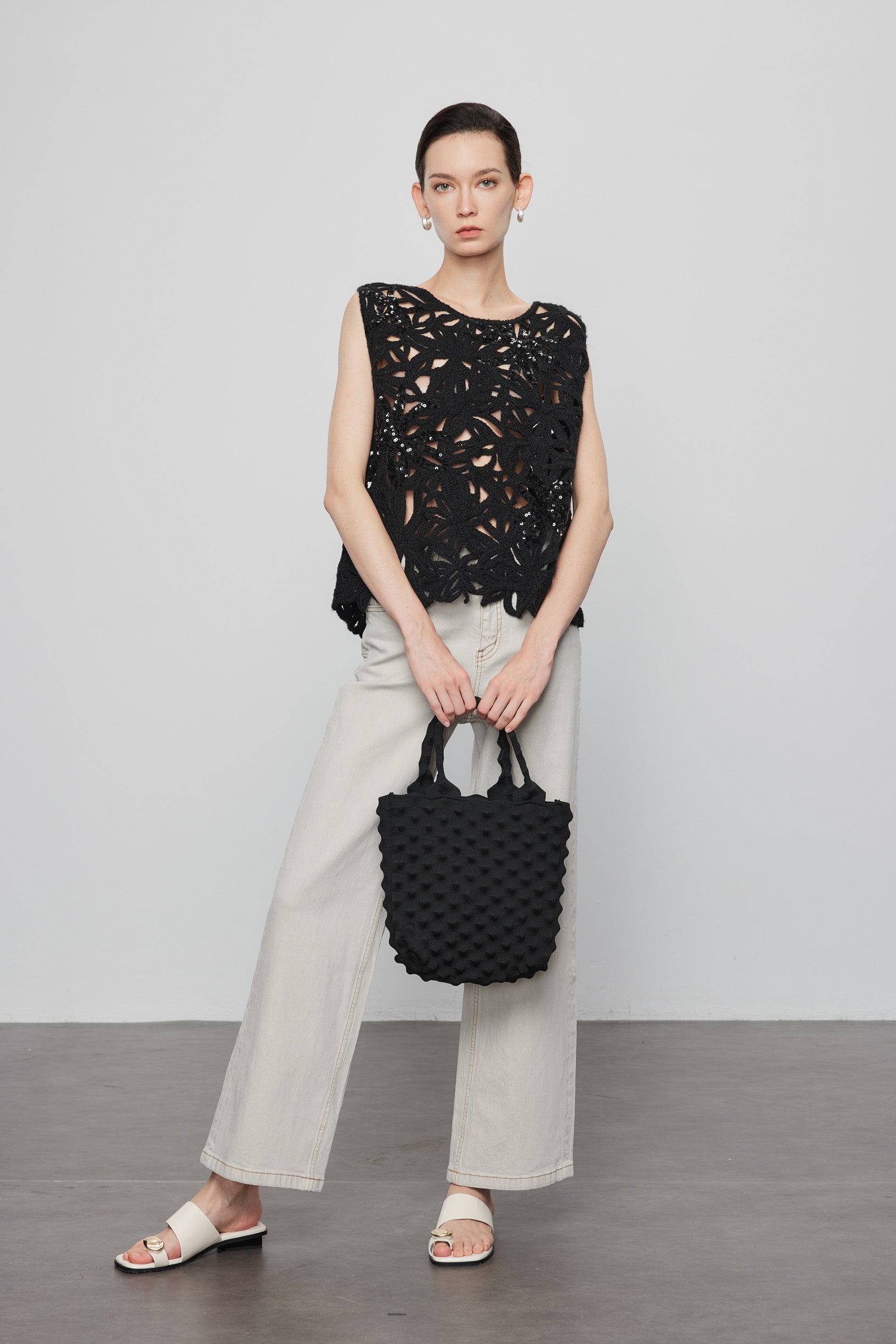 Max Simple Pineapple Knit Bag-Black