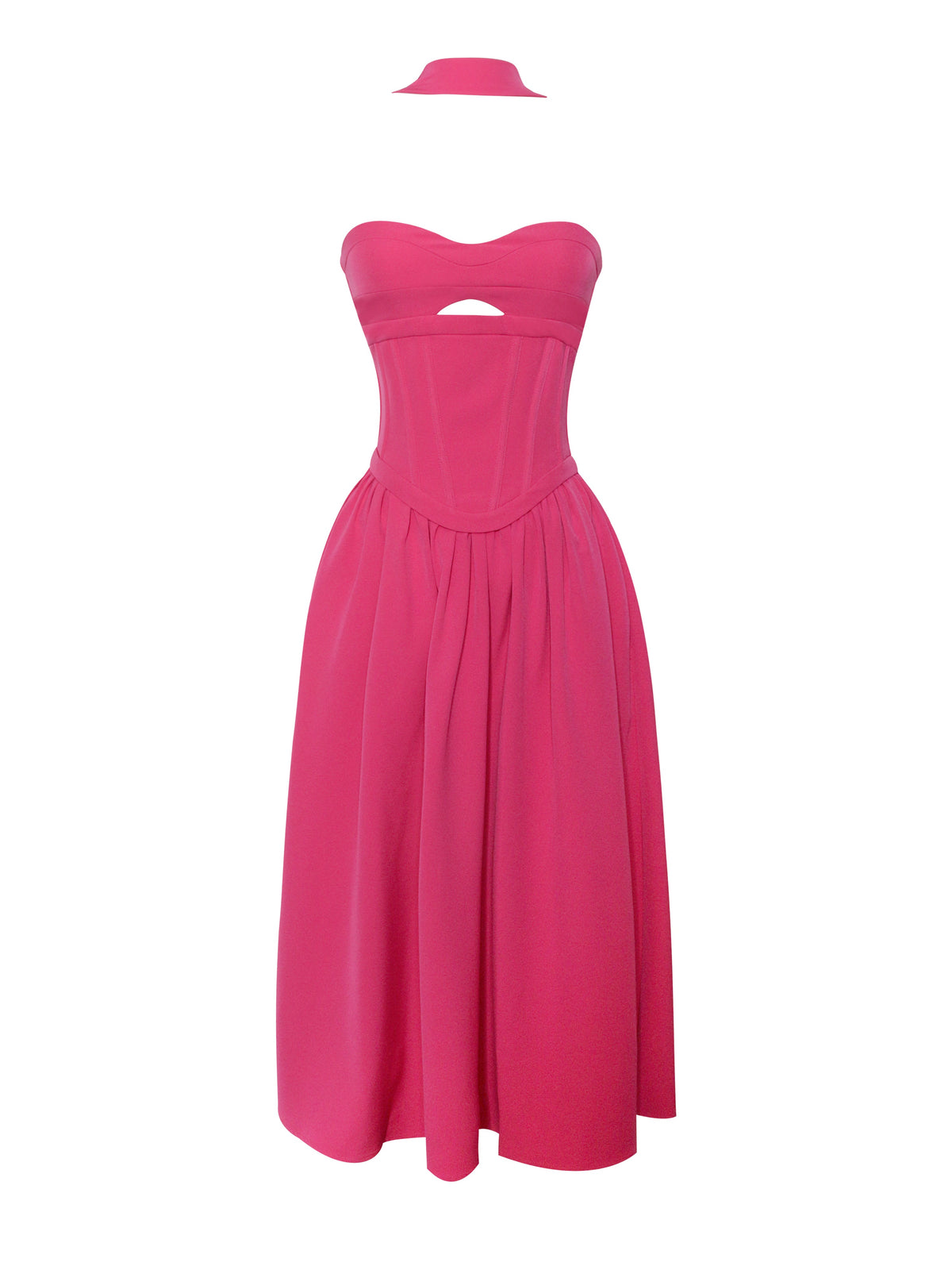 Maia Fuchsia Halter Neck Corset Midi Sundress (Archive Sale)