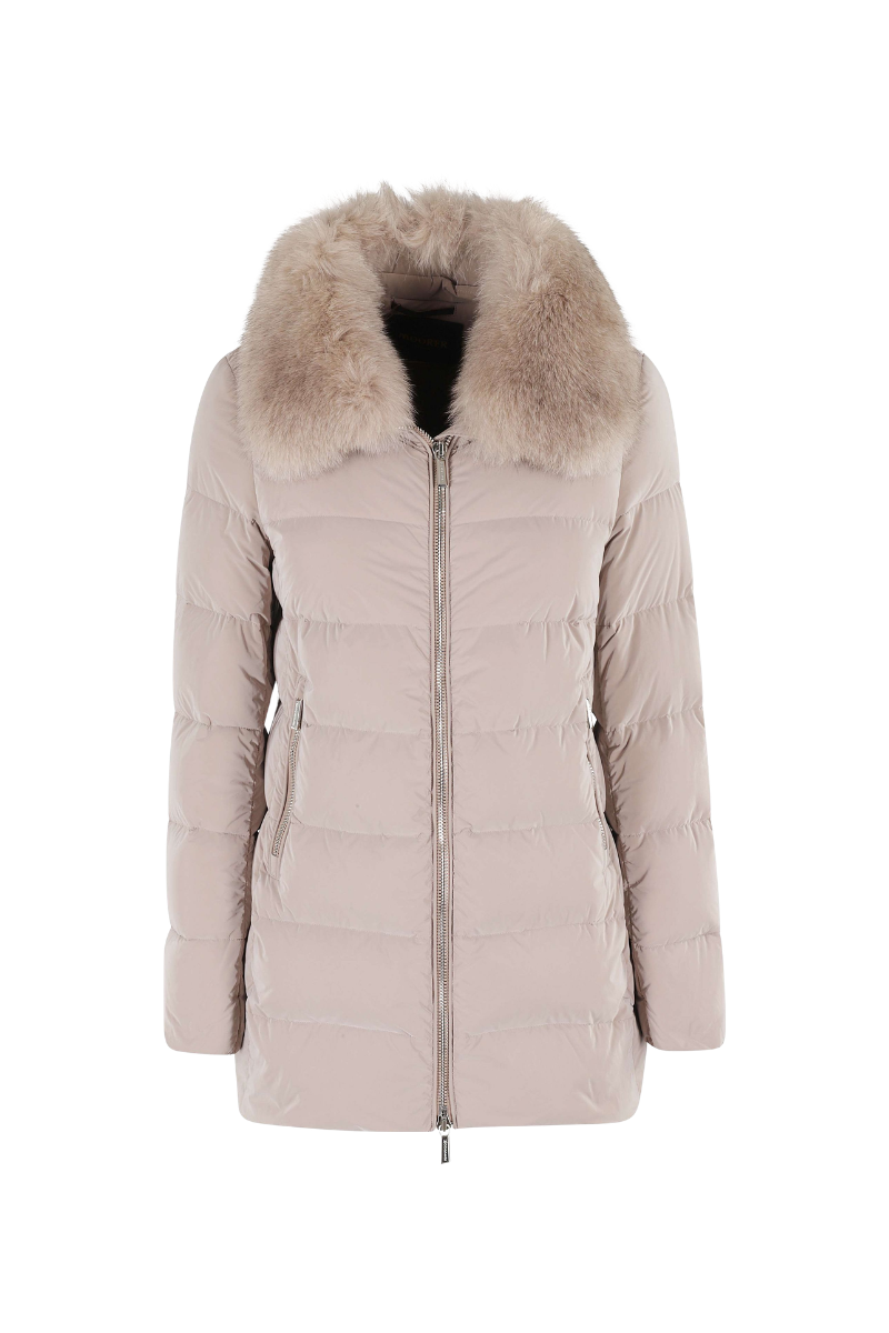 MooRER DORADO-FUR-OS Fur Hood Mid-Length Down Jacket Nocciola