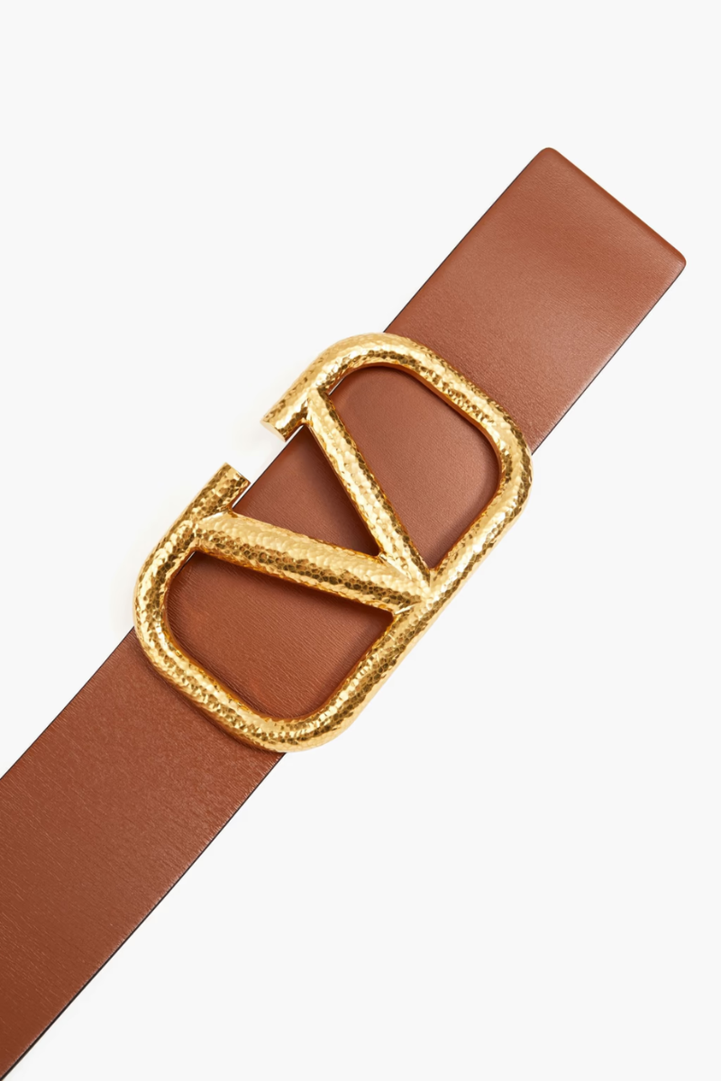 Valentino Garavani 
Vlogo Box Leather Belt - Beige