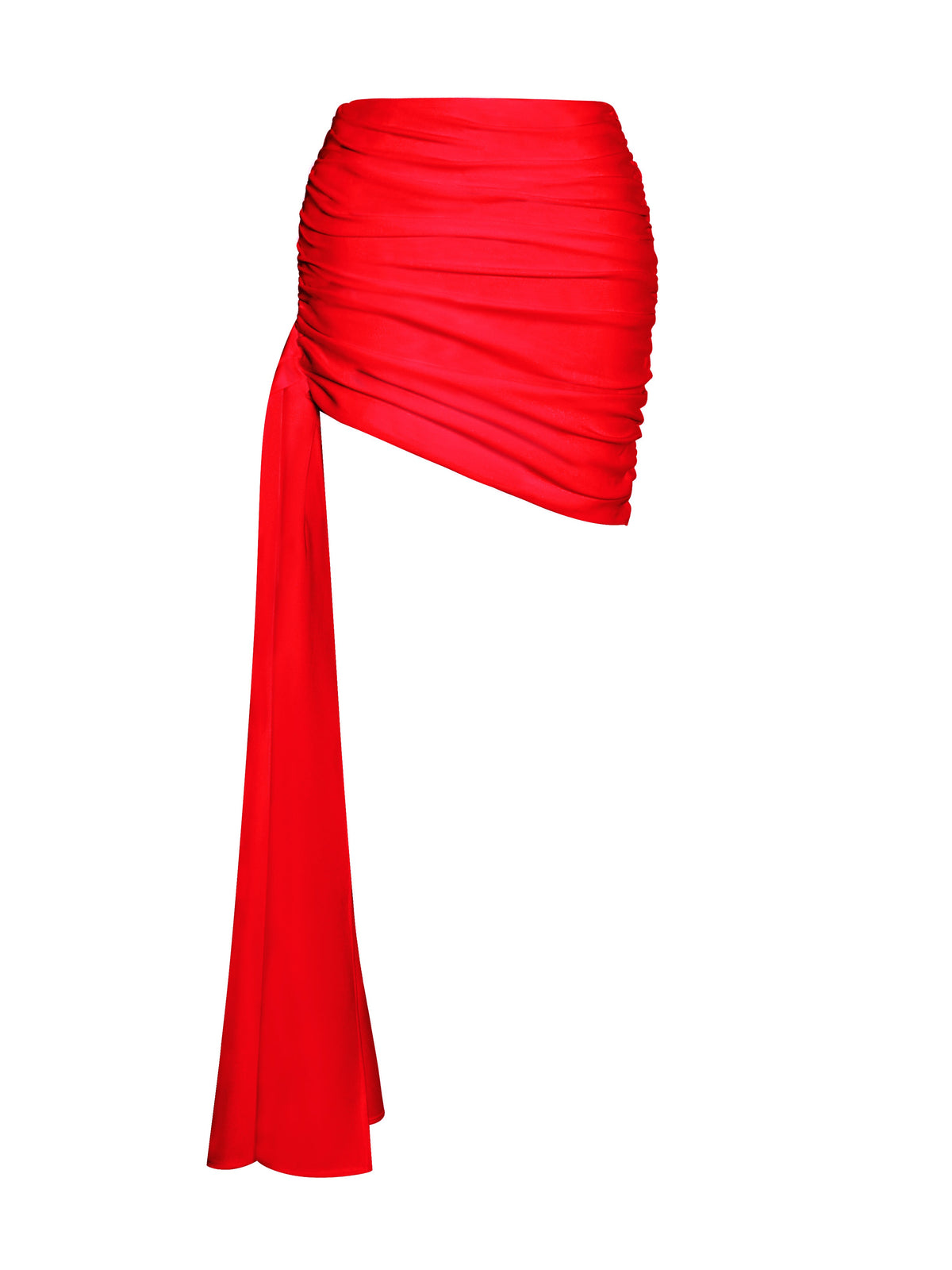 Yanina Red Ruched Drapping Mini Skirt (Archive Sale)