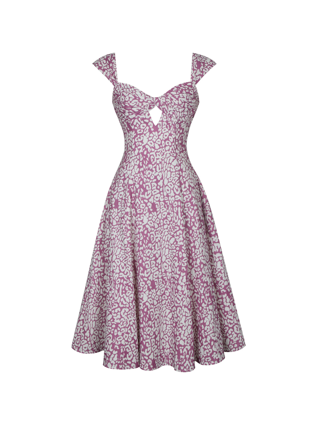 Wynonna Mauve Cheetah Linen Keyhole Midi Dress