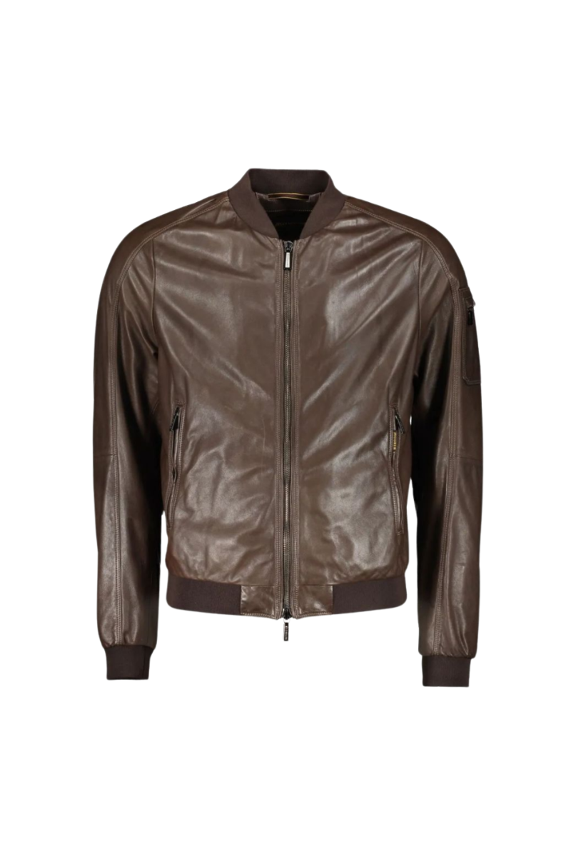 MooRER CORELLIPEL Leather Bomber Jacket Fango